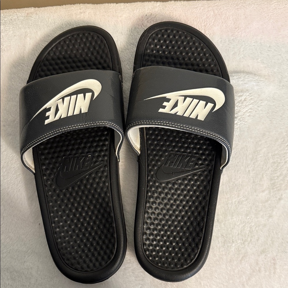 Nike Black and White Slide Sandals